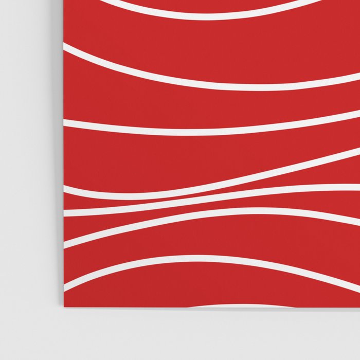 Line Waves in Bright Red and White - Minimalist Abstract Pattern Poster Gallery Image 3