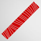 Line Waves in Bright Red and White - Minimalist Abstract Pattern Table Runner Gallery Image 3