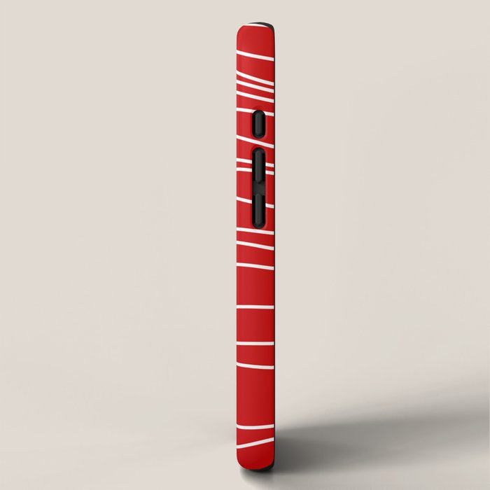 Line Waves in Bright Red and White - Minimalist Abstract Pattern iPhone Case Gallery Image 2