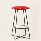 Line Waves in Bright Red and White - Minimalist Abstract Pattern Stool Gallery Image 1