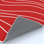 Line Waves in Bright Red and White - Minimalist Abstract Pattern Rug Gallery Image 4