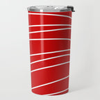 Line Waves in Bright Red and White - Minimalist Abstract Pattern Travel Mug Gallery Image 2