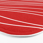Line Waves in Bright Red and White - Minimalist Abstract Pattern Bath Mat Gallery Image 3