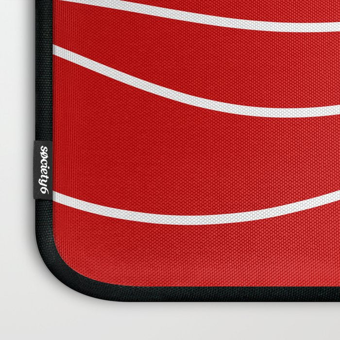 Line Waves in Bright Red and White - Minimalist Abstract Pattern Laptop Sleeve Gallery Image 3