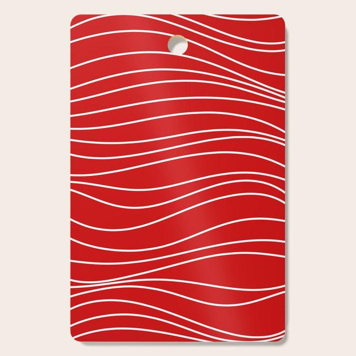 Line Waves in Bright Red and White - Minimalist Abstract Pattern Cutting Board Gallery Image 1