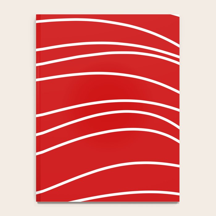 Line Waves in Bright Red and White - Minimalist Abstract Pattern Notebook Gallery Image 4