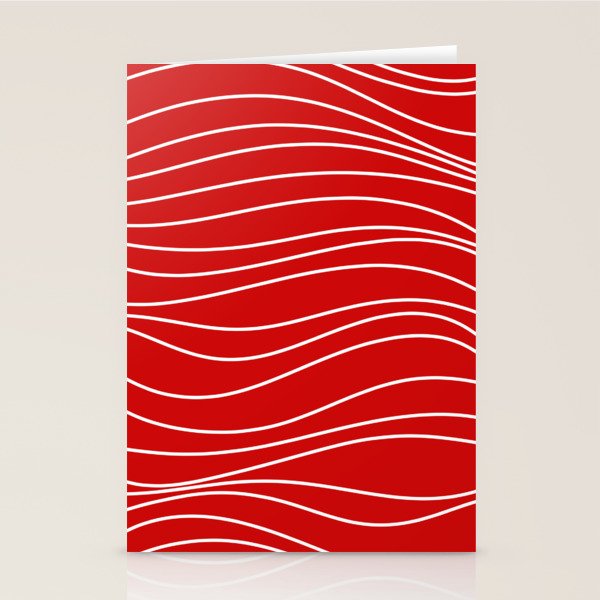 Line Waves in Bright Red and White - Minimalist Abstract Pattern Stationery Card Gallery Image 2