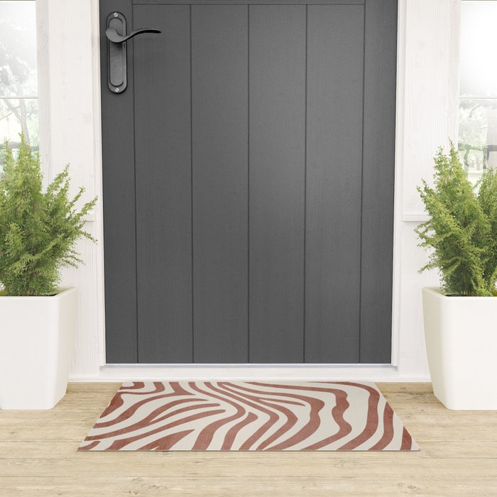Terracotta Abstract Modern Pattern Artwork Welcome Mat Gallery Image 3