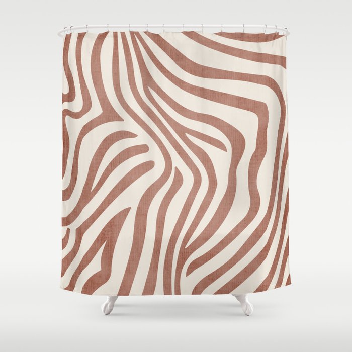 Terracotta Abstract Modern Pattern Artwork Shower Curtain Gallery Image 1