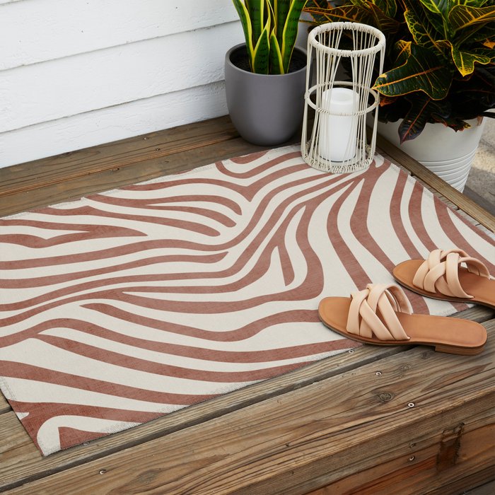 Terracotta Abstract Modern Pattern Artwork Outdoor Rug Gallery Image 2