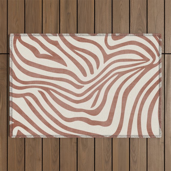 Terracotta Abstract Modern Pattern Artwork Outdoor Rug Gallery Image 1