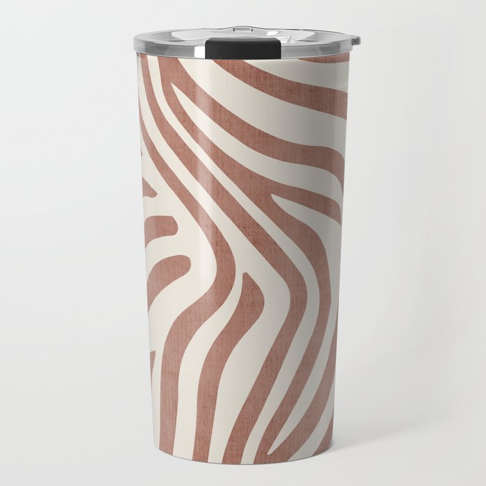 Terracotta Abstract Modern Pattern Artwork Travel Mug Gallery Image 1