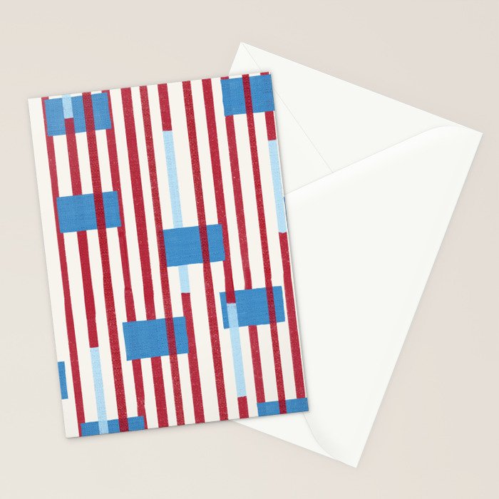Playful Stripes and Blocks Geometric Pattern Stationery Card Gallery Image 2