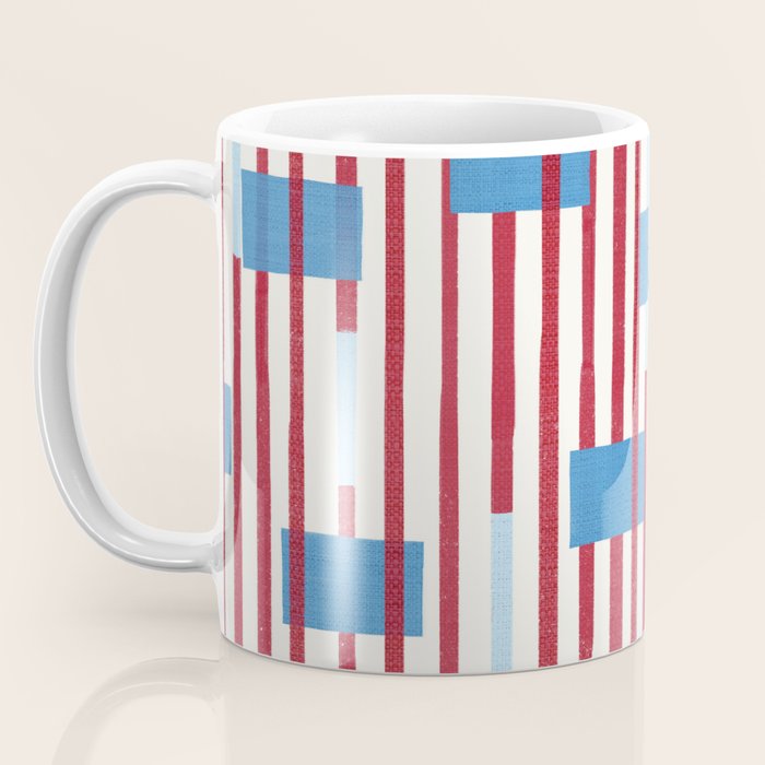 Playful Stripes and Blocks Geometric Pattern Coffee Mug Gallery Image 3