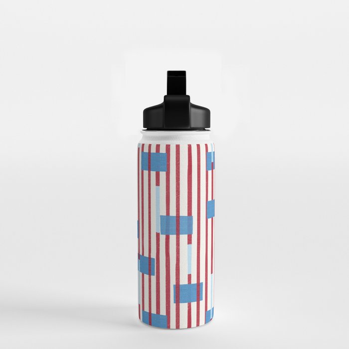 Playful Stripes and Blocks Geometric Pattern Water Bottle Gallery Image 2