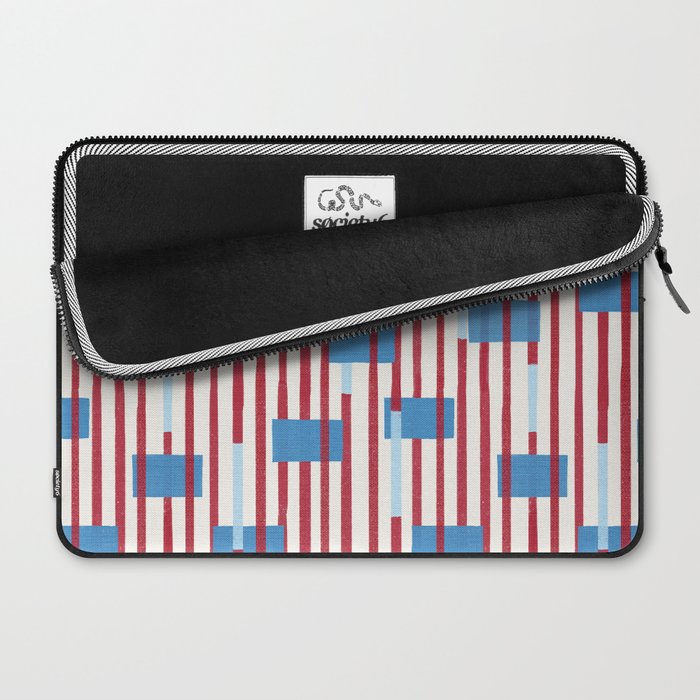 Playful Stripes and Blocks Geometric Pattern Laptop Sleeve Gallery Image 2