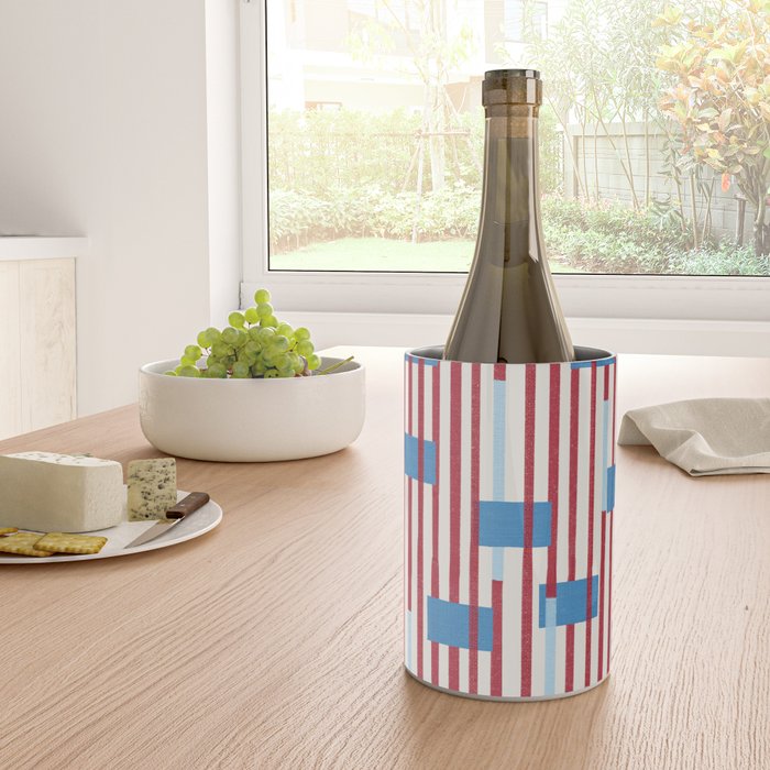 Playful Stripes and Blocks Geometric Pattern Wine Chiller Gallery Image 4