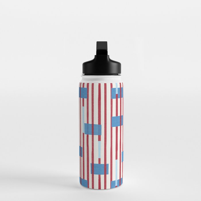 Playful Stripes and Blocks Geometric Pattern Water Bottle Gallery Image 3
