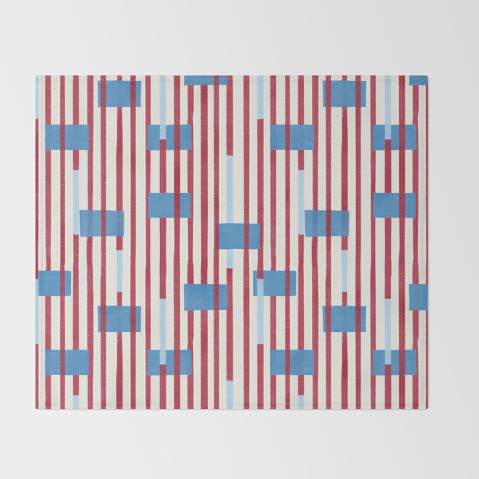 Playful Stripes and Blocks Geometric Pattern Throw Blanket Gallery Image 2