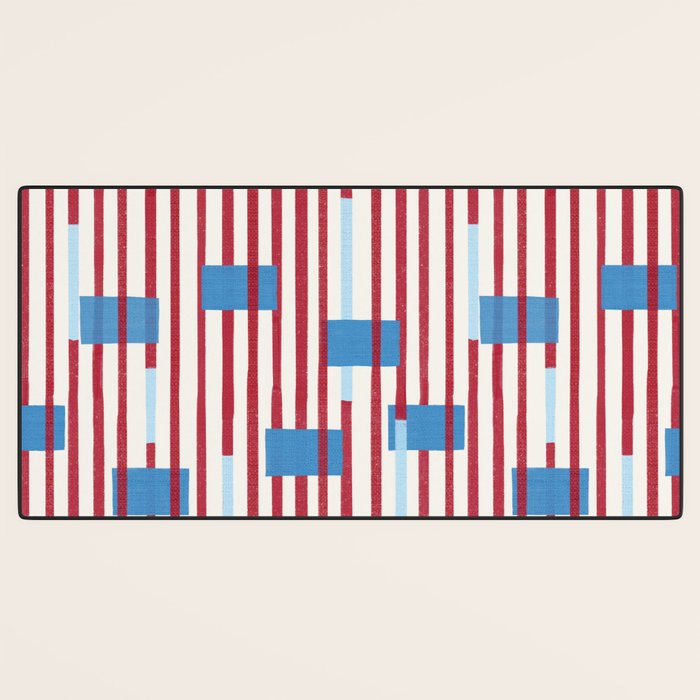 Playful Stripes and Blocks Geometric Pattern Desk Mat Gallery Image 3