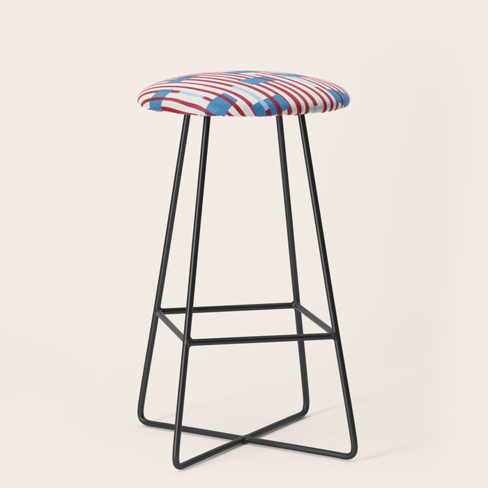 Playful Stripes and Blocks Geometric Pattern Stool Gallery Image 1
