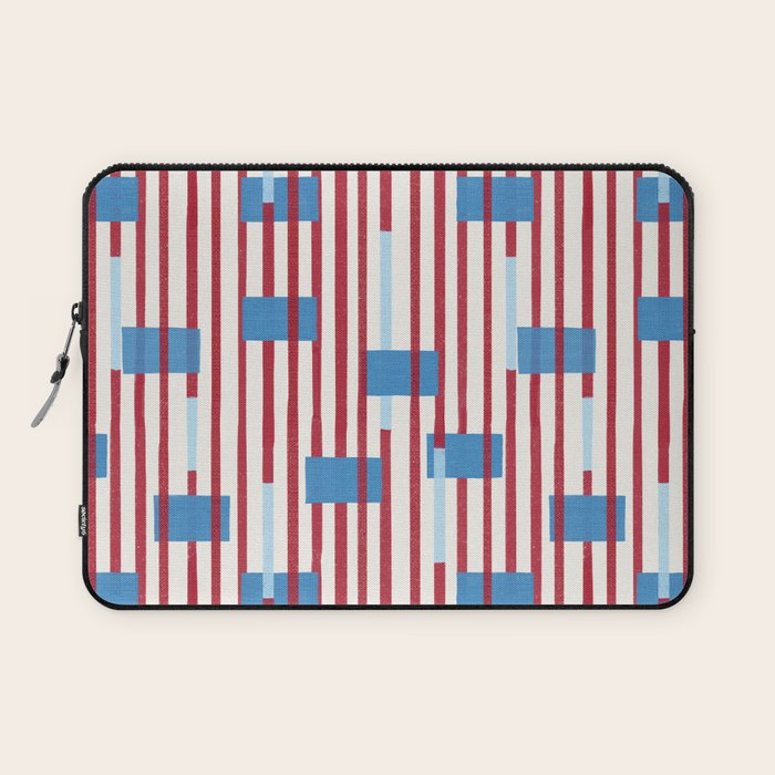 Playful Stripes and Blocks Geometric Pattern Laptop Sleeve Gallery Image 1
