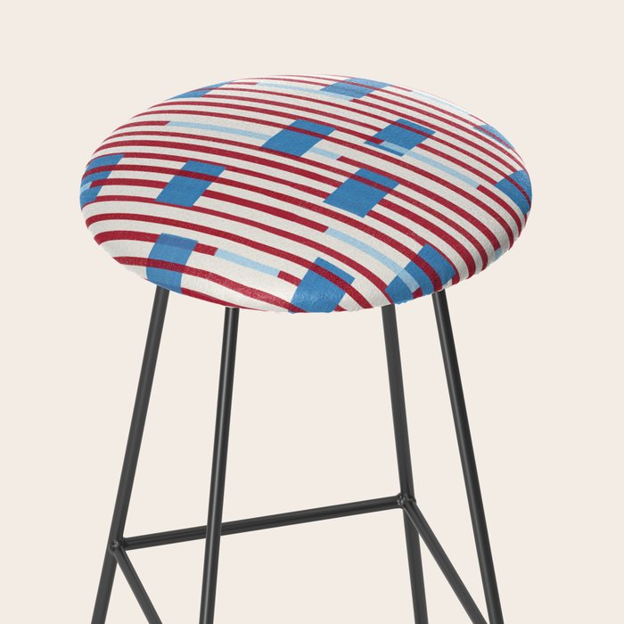 Playful Stripes and Blocks Geometric Pattern Stool Gallery Image 2