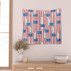 Playful Stripes and Blocks Geometric Pattern Wall Tapestry Gallery Image 2
