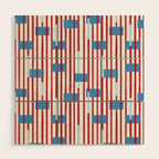 Playful Stripes and Blocks Geometric Pattern Wood Wall Art Gallery Image 1