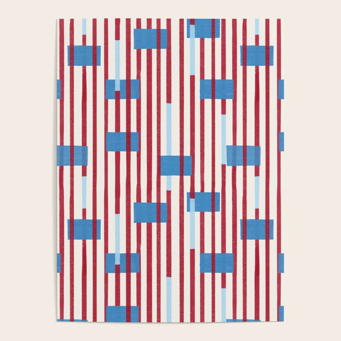 Playful Stripes and Blocks Geometric Pattern Poster Gallery Image 1