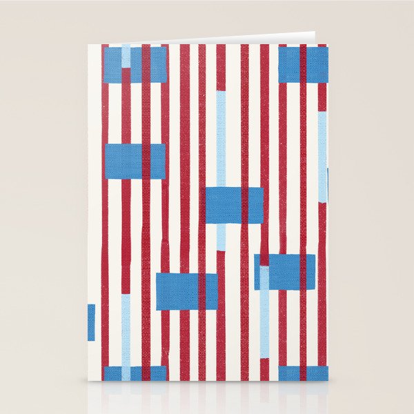 Playful Stripes and Blocks Geometric Pattern Stationery Card Gallery Image 2