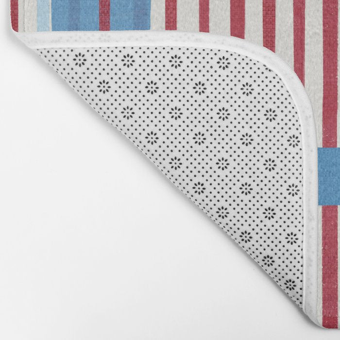 Playful Stripes and Blocks Geometric Pattern Bath Mat Gallery Image 2
