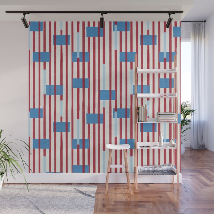 Playful Stripes and Blocks Geometric Pattern Wall Mural Gallery Image 1