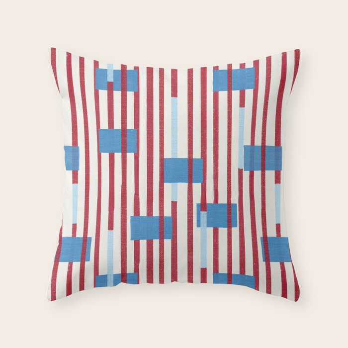 Playful Stripes and Blocks Geometric Pattern Throw Pillow Gallery Image 6