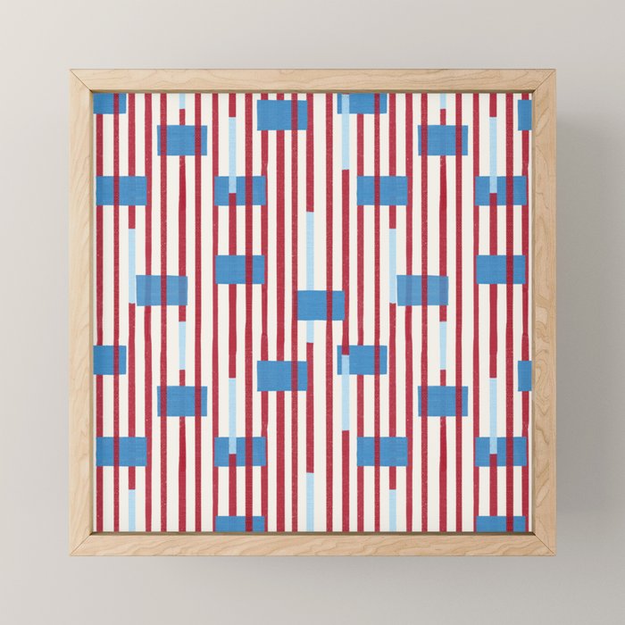 Playful Stripes and Blocks Geometric Pattern Mini Art Print Gallery Image 1