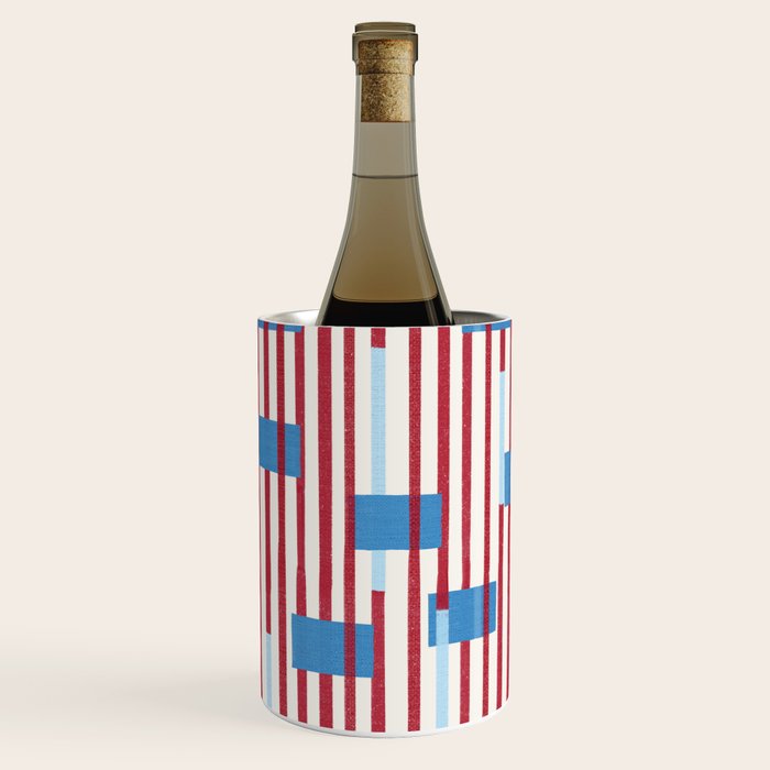 Playful Stripes and Blocks Geometric Pattern Wine Chiller Gallery Image 1