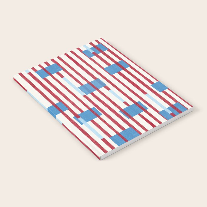 Playful Stripes and Blocks Geometric Pattern Notebook Gallery Image 1
