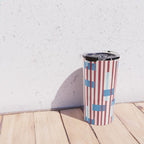 Playful Stripes and Blocks Geometric Pattern Travel Mug Gallery Image 4