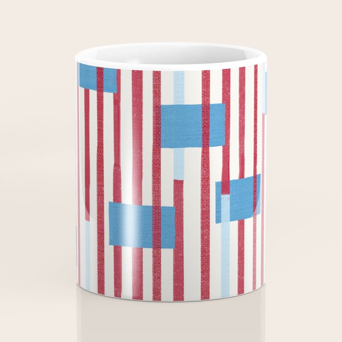 Playful Stripes and Blocks Geometric Pattern Coffee Mug Gallery Image 4