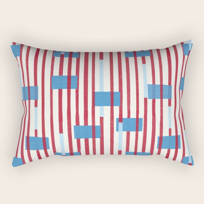 Playful Stripes and Blocks Geometric Pattern Rectangular Pillow Gallery Image 2