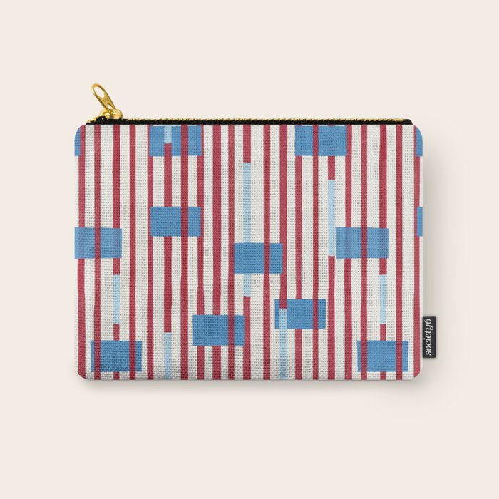 Playful Stripes and Blocks Geometric Pattern Carry All Pouch Gallery Image 1