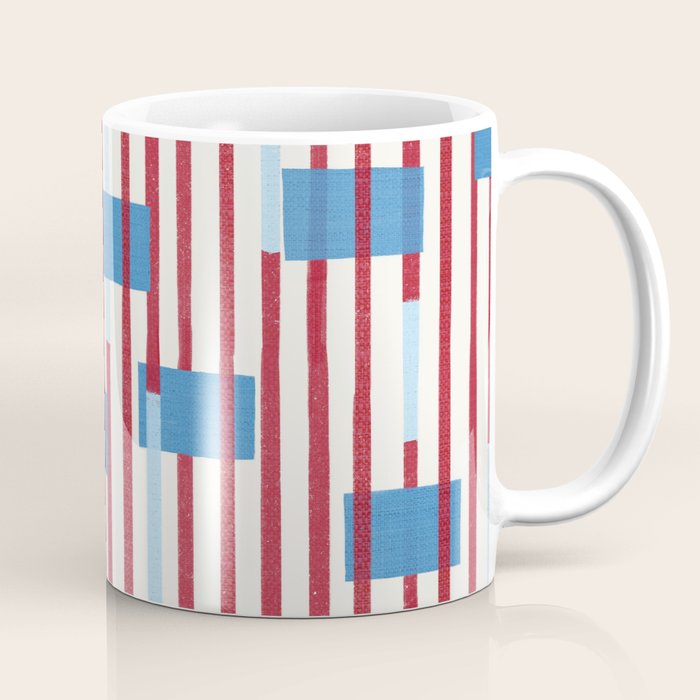 Playful Stripes and Blocks Geometric Pattern Coffee Mug Gallery Image 1
