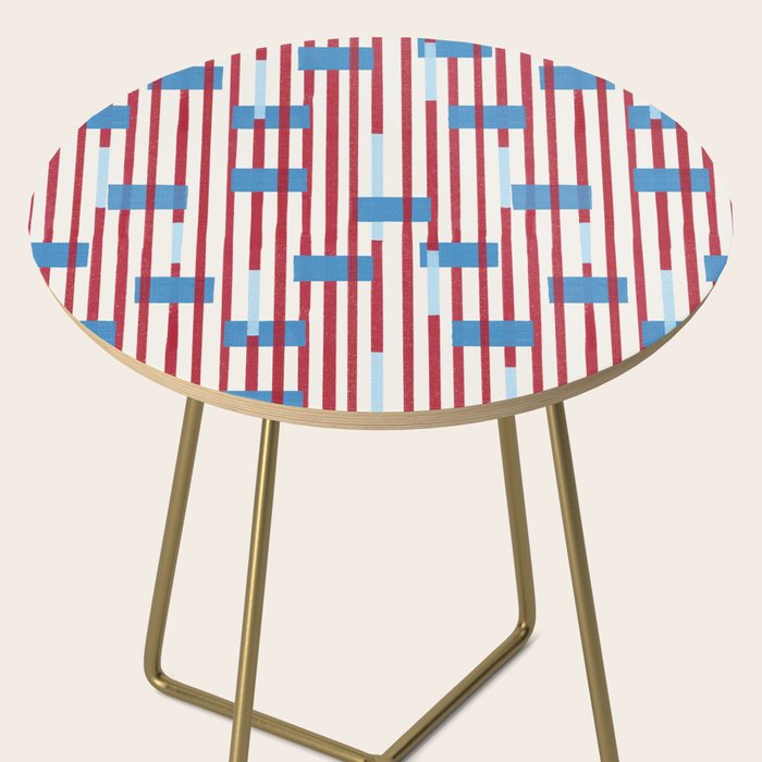 Playful Stripes and Blocks Geometric Pattern Side Table Gallery Image 2