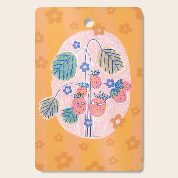 Sweet Strawberry Plant Friends in Peach & Orange Cutting Board Gallery Image 1