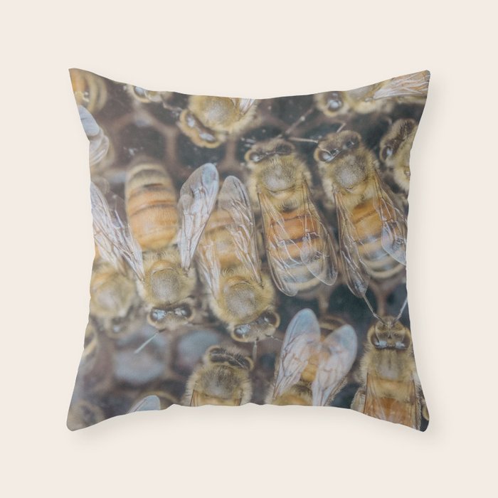 Honeybee Hive x environmental nature bee photograph Throw Pillow Gallery Image 6