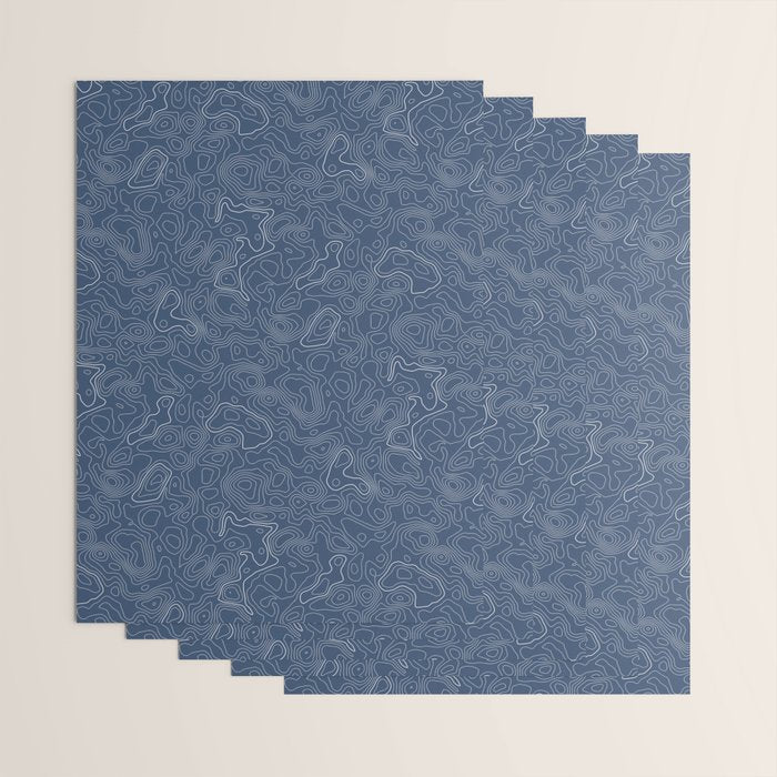 Blue Topographical Map Wrapping Paper Gallery Image 3
