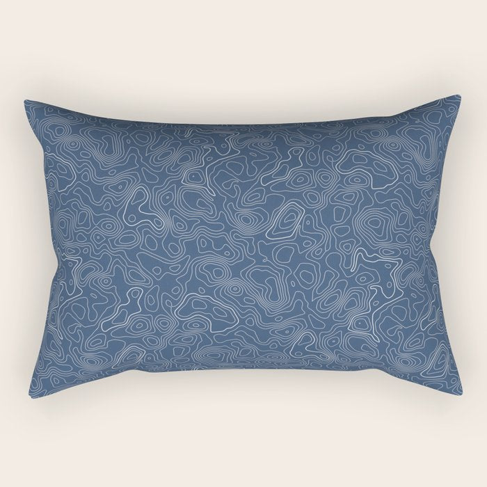 Blue Topographical Map Rectangular Pillow Gallery Image 2