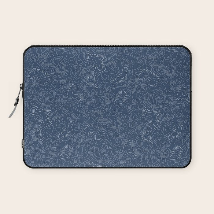 Blue Topographical Map Laptop Sleeve Gallery Image 1