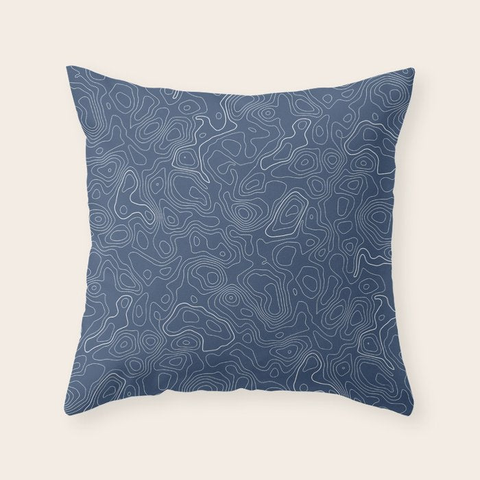 Blue Topographical Map Throw Pillow Gallery Image 6