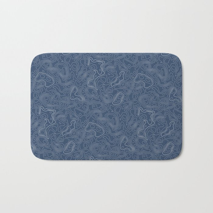 Blue Topographical Map Bath Mat Gallery Image 1